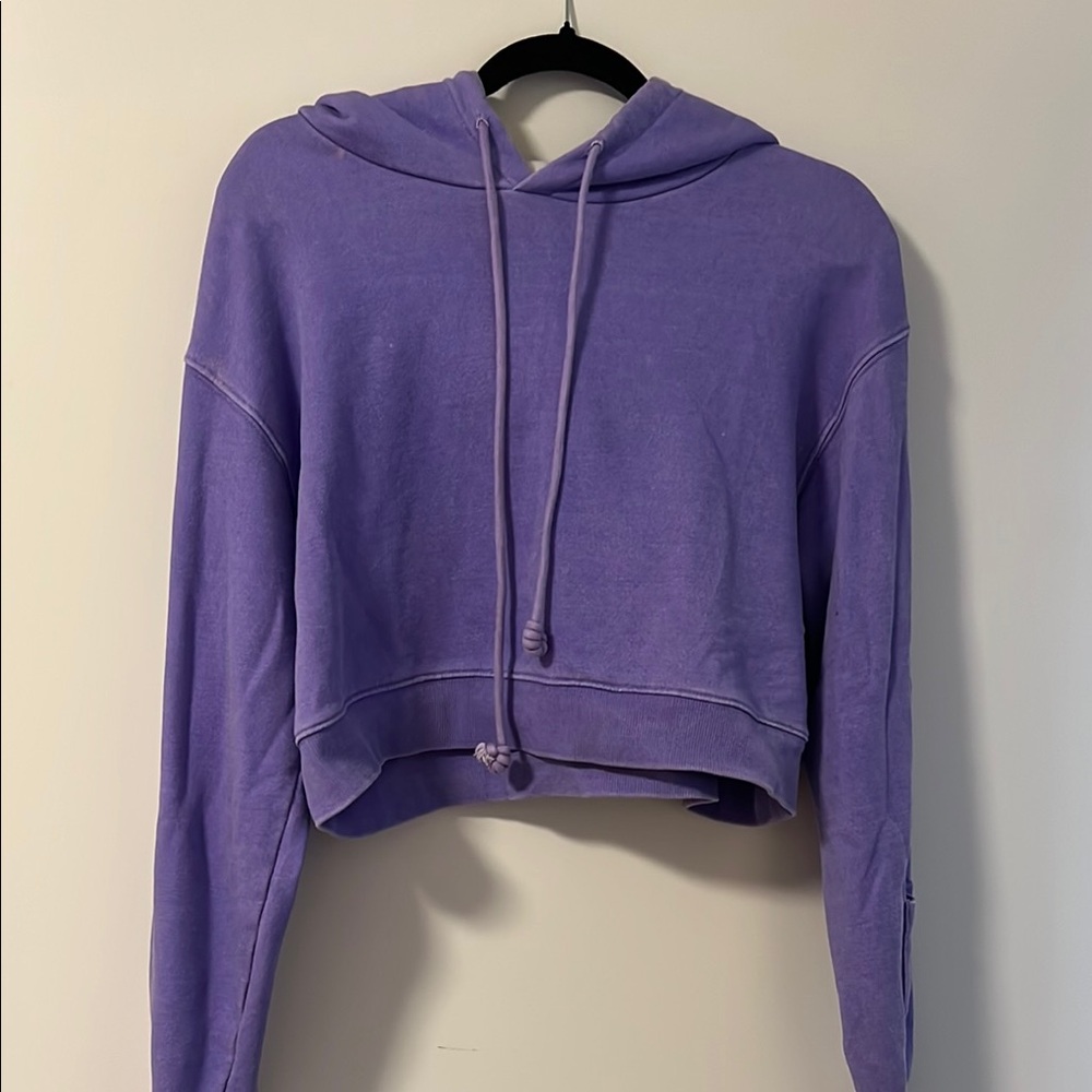 Sundae School Cropped Purple Hoodie